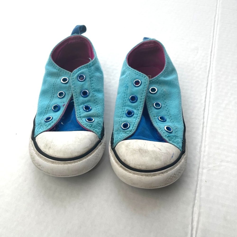 Converse Kids Slip-On Sneakers Teal Blue with White Toe Caps